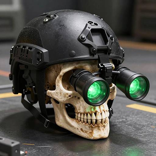 Futuristic Skull with Tactical NVG Helmet