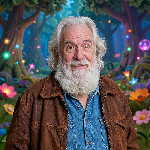 Elderly Man in Magical Forest Portrait