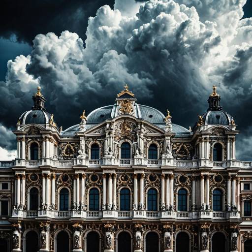 Baroque Opera House with Dramatic Thunderclouds