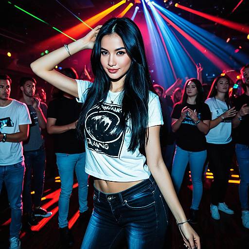 Dynamic Nightclub Dance Scene of Young Girl