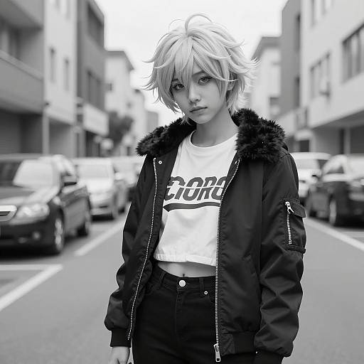 Stylish Denki Kaminari Cosplay in Urban Setting