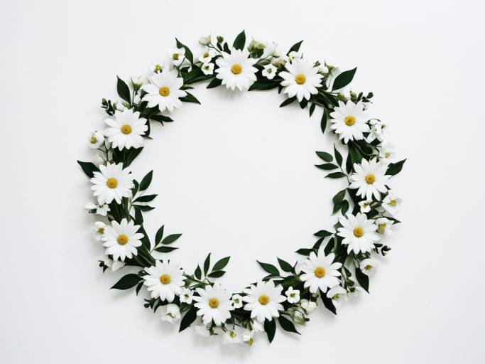 Elegant White Floral Circle Wallpaper Design