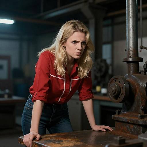 Intense Portrait of a Woman in Industry