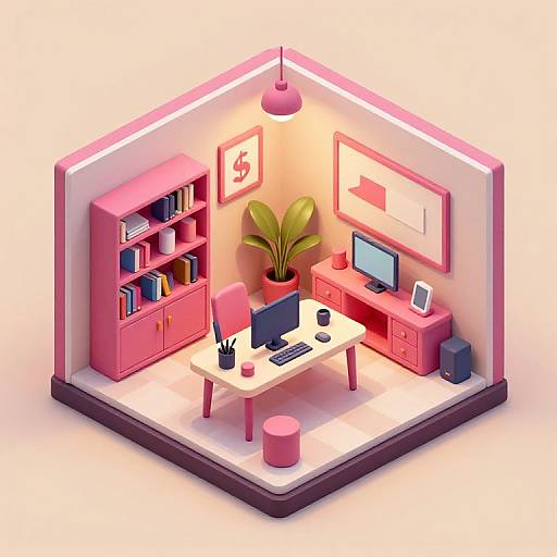 Isometric Writer's Room Diorama