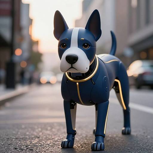 Cyborg Dog Walking at Dusk