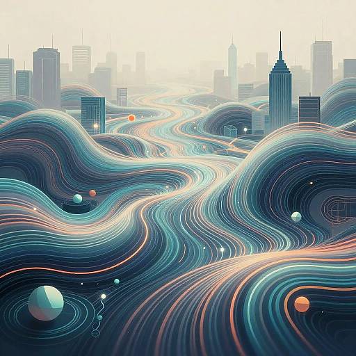 AI-Driven Abstract Cyberpunk Landscape