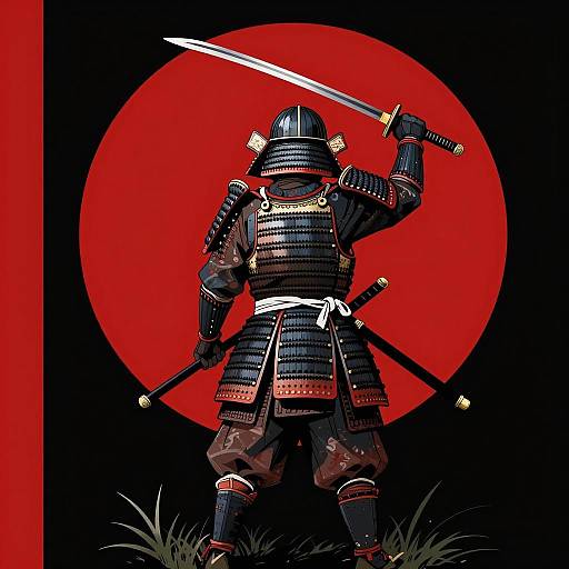 Samurai Warrior in Vibrant Armor Stance