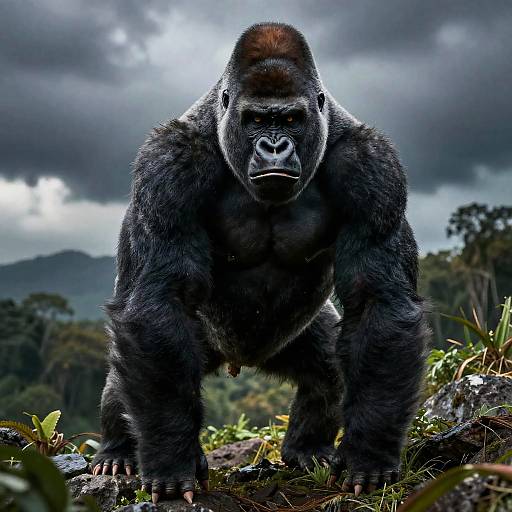 Fierce Muscular Silverback Gorilla