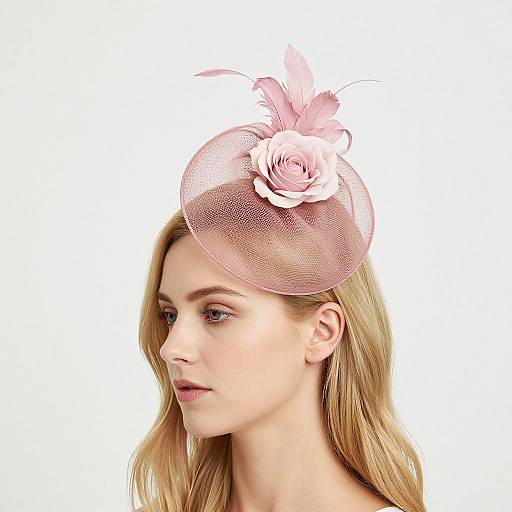 Elegant Blonde Woman with Pink Fascinator