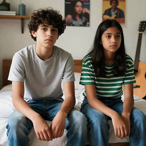 Pensive Teenagers in a Cluttered Room
