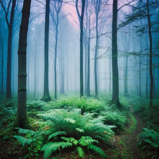 Ethereal Twilight Forest with Mist