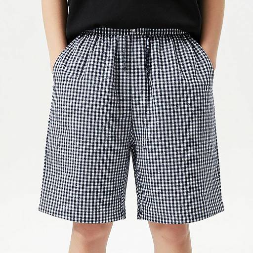 Unisex Navy Gingham Shorts Outfit