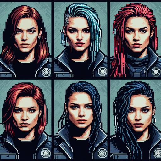 Pixel Art Cyberpunk Female Portraits