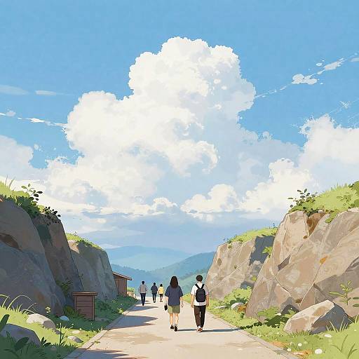 Minimalist Pathway Under Blue Sky