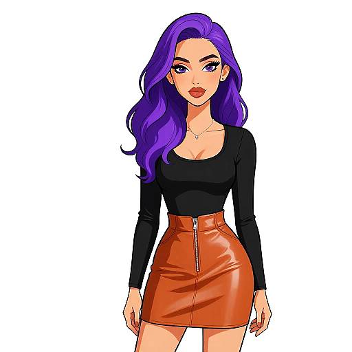 Chic Woman in Burnt Orange Skirt