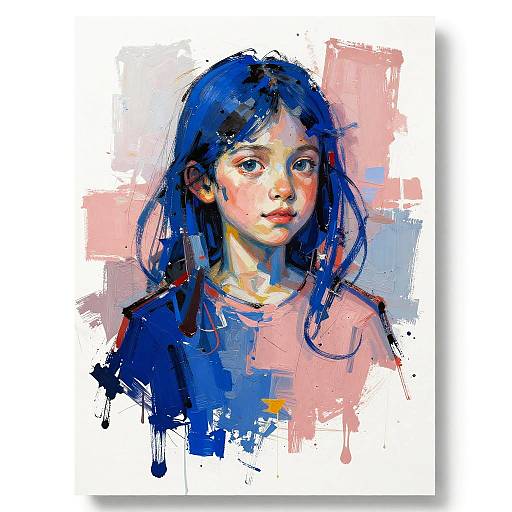 Expressionist Nested Female Child Portrait