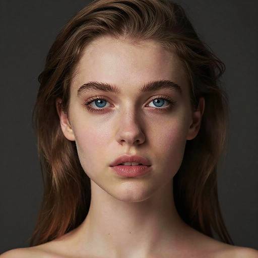 Close-up Portrait of Young Woman with Blue Eyes