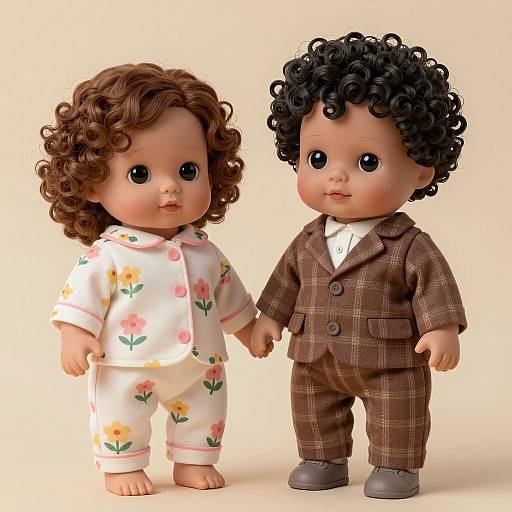Charming Illustration of Two Realistic Dolls