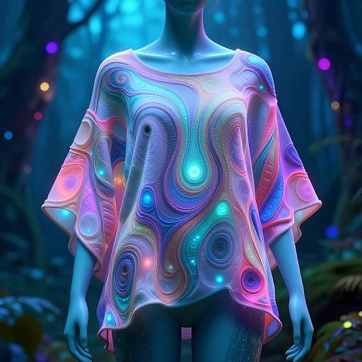 Cyber-Elf in Neon Forest Cloak