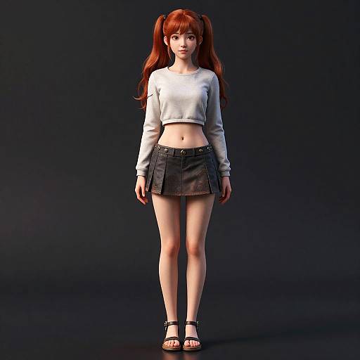 3D Rendered Young Woman with Red Hair
