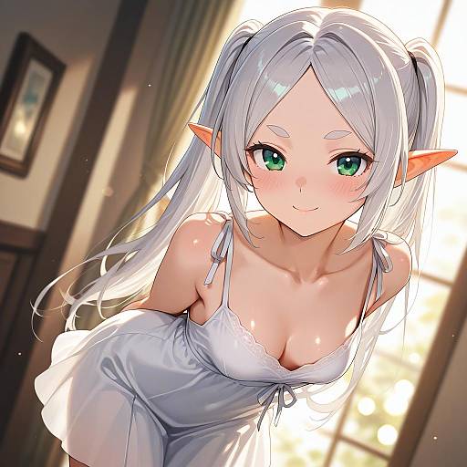 Elegant Elf with White Hair