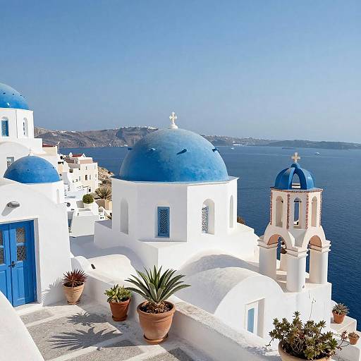 Vibrant Greek Island Under Bright Sunlight