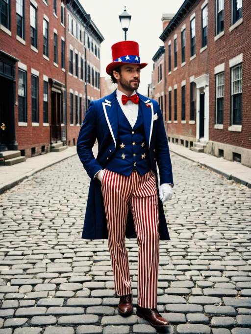 Patriotic Americana Man in Vintage Setting
