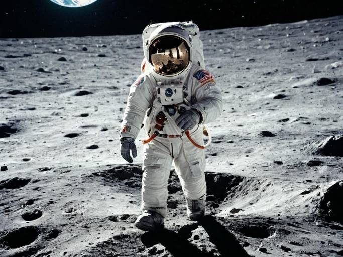 Astronaut Walking on Moon Wallpaper