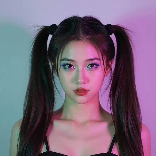 Vibrant Neon Portrait of a Young Woman