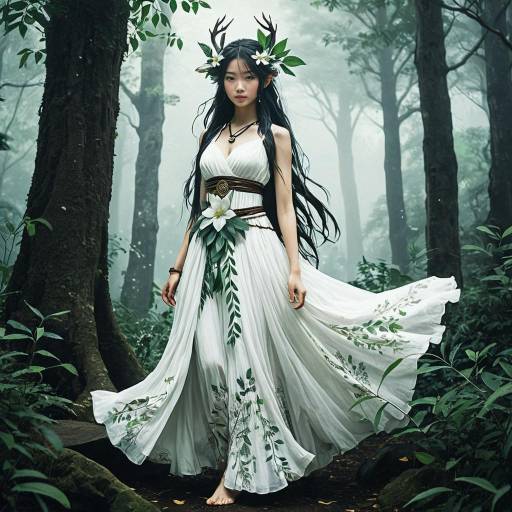 Forest Guardian Spirit in White Dress