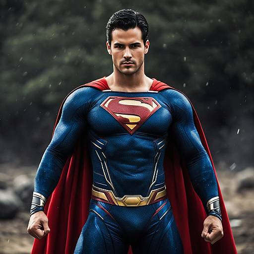 Realistic Superman Costume with Red Cape