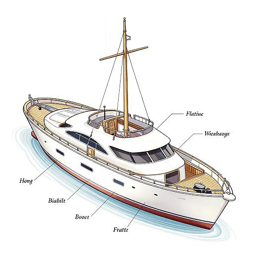 Labeled Yacht Cutaway Drawing