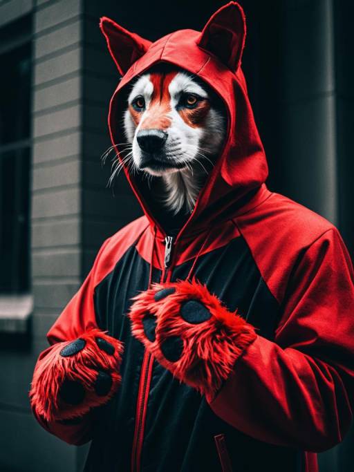Dog Wearing Crimson Paw Costume