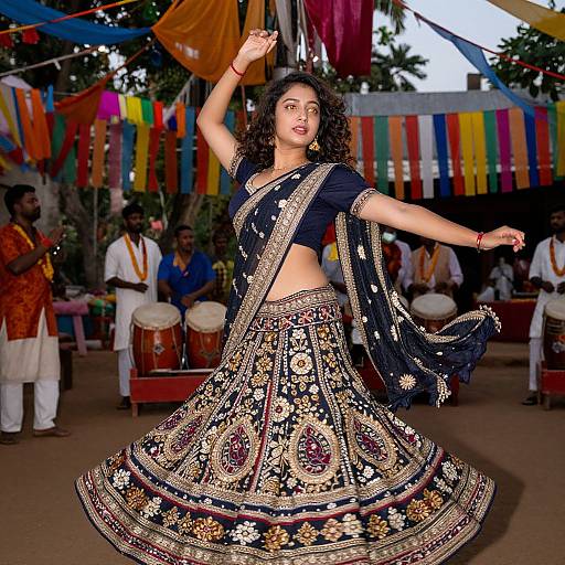 Dancing Woman in Elaborate Saree Costume