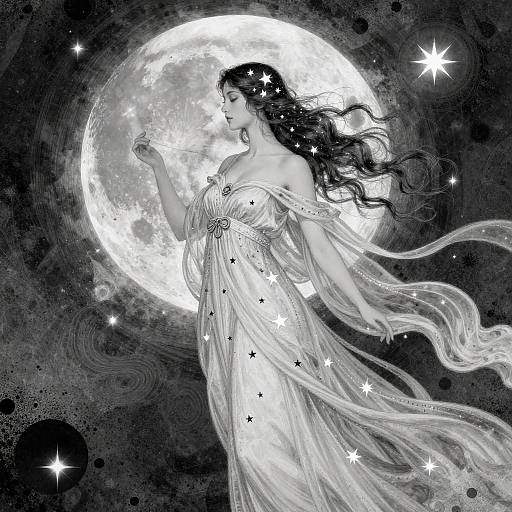 Serene Lunar Goddess Illustration