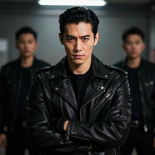 Intense Man in Industrial Setting