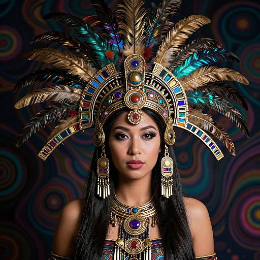 Aztec Headdress Woman in Psychedelic