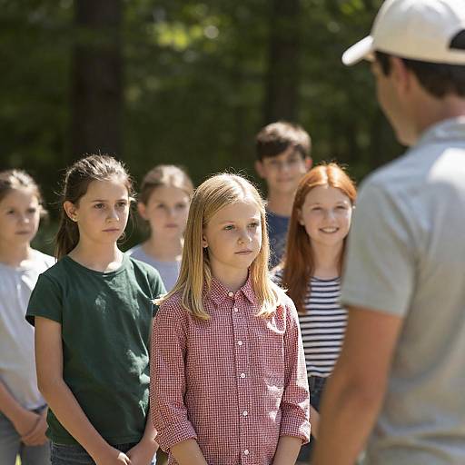 Group of Children Listening Outdoors