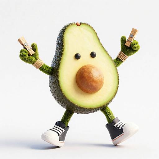 Quirky Dancing Avocado with Twine Limbs