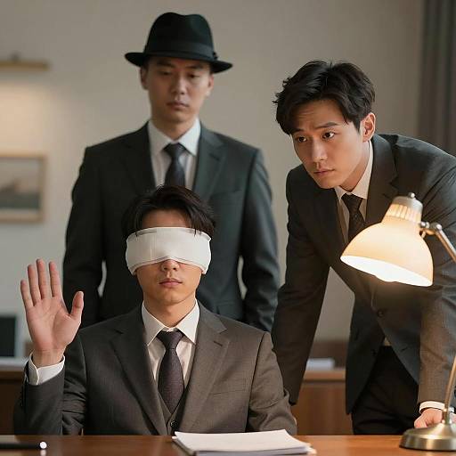 Three Men in Suits with Unique Focus