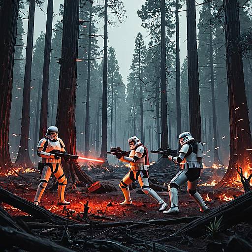 Stormtroopers Fighting in Burned Forest