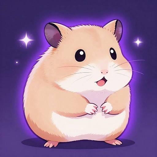 Glowing Purple Anime-Inspired Cute Hamster