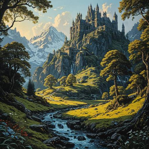 Fantasy Castle in Mountain Landscape Fantasy Castle in Mountain Landscape