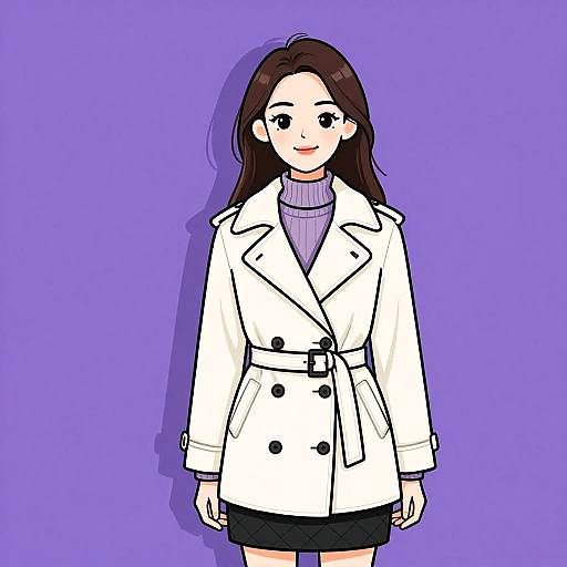 Smiling Woman in White Peacoat