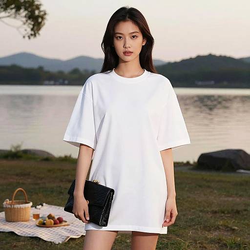 Pear-Shaped Woman by Lakeside Sunrise