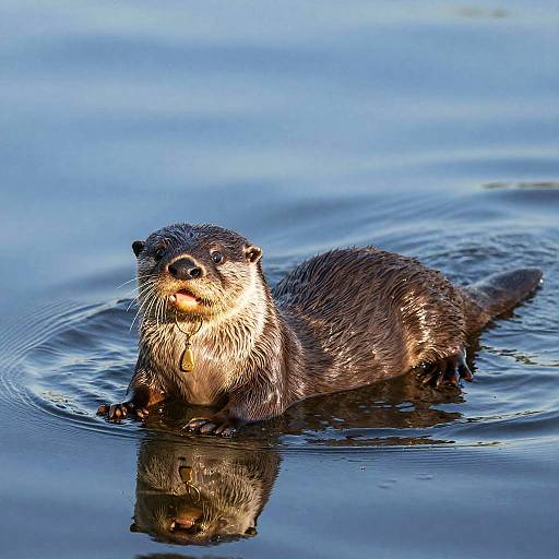Sleek Otter Floating on Lake