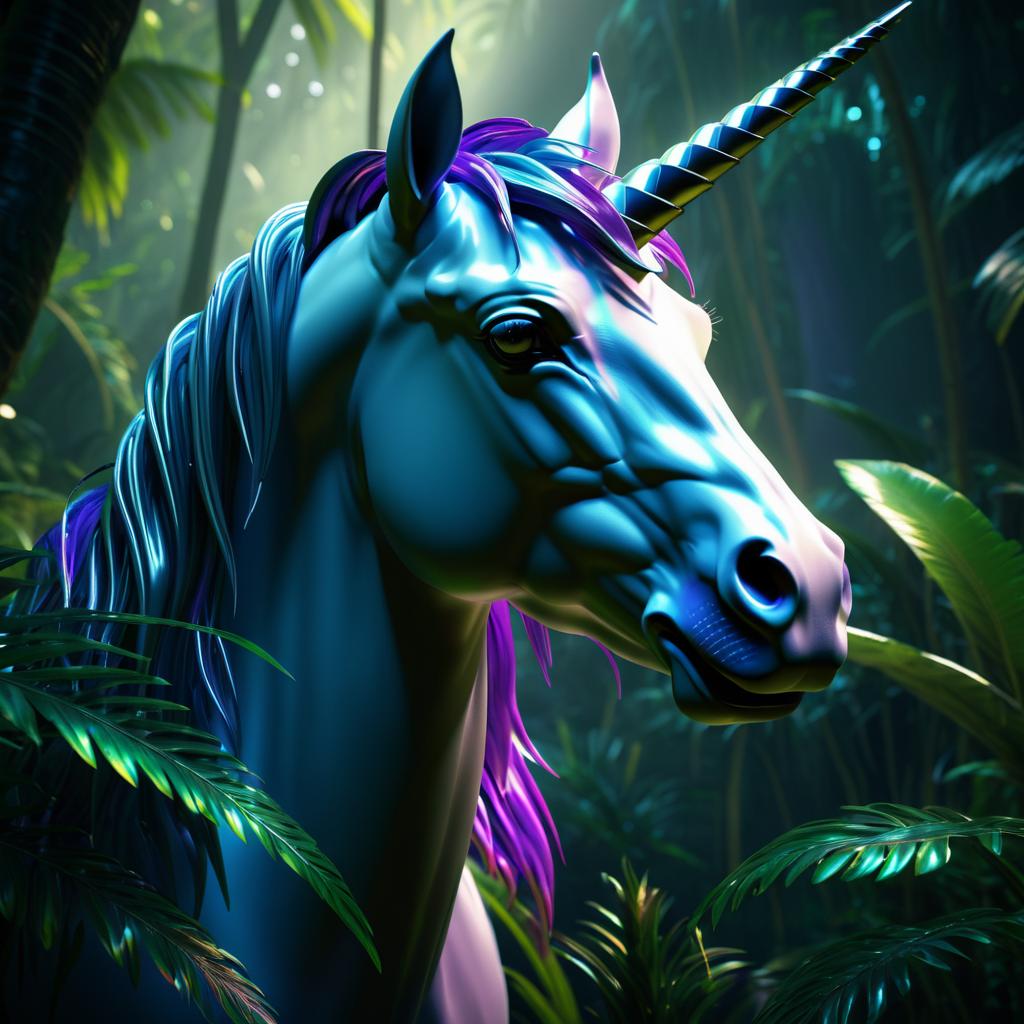 Mystical Unicorn in Jungle Portrait