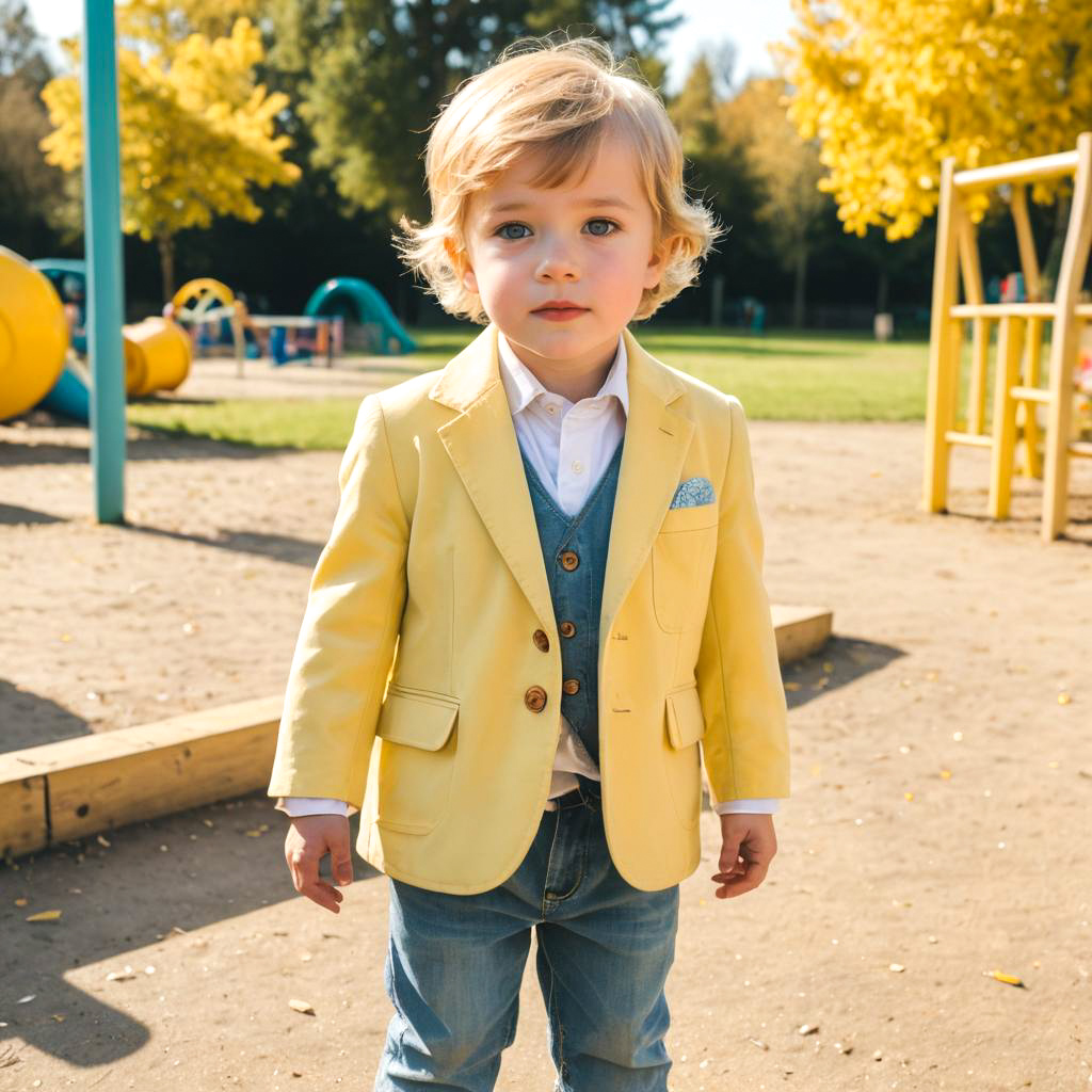 Curious Child in Sunny Playground Scene