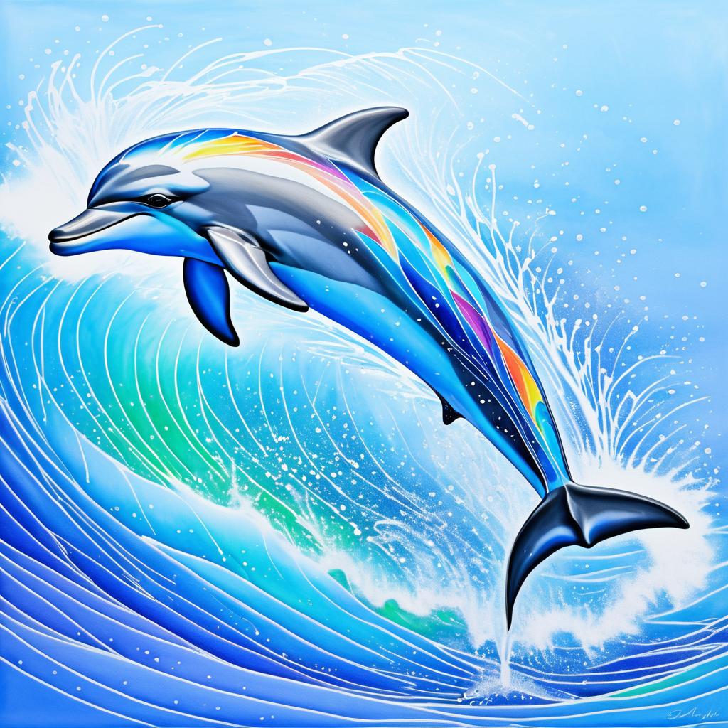 Vibrant Dolphin Art with Ocean Splashes