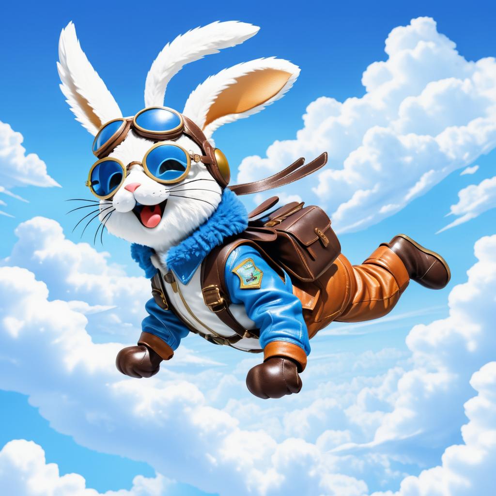 Adventurous Rabbit Pilot in Cartoon Style